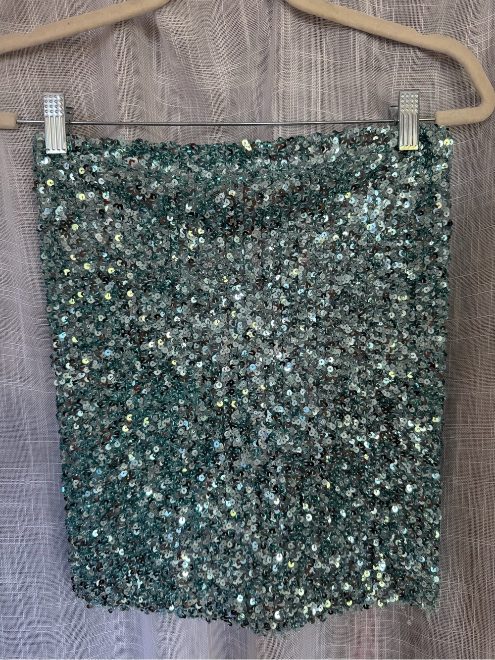 SIEDRÉS Sequin Tube Top - Aqua - Picture 2 of 4